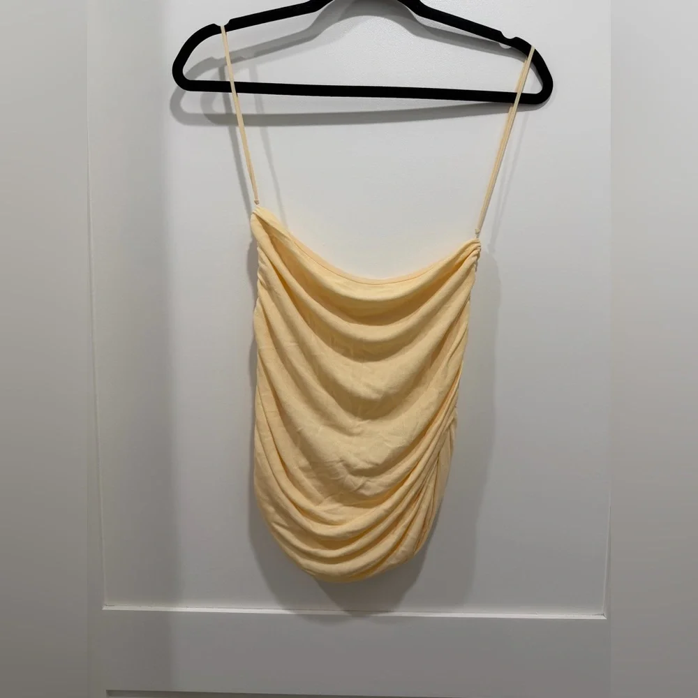 Tory Burch Ruched Mini Skirt Butter Yellow XS
